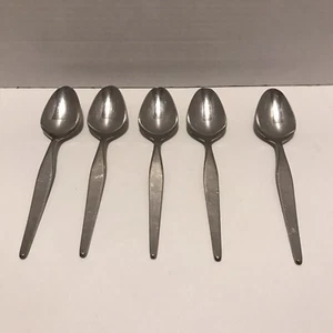Noritake LINDEN Set of 5 Soup Spoons ~ Japan 18/8 Stainless ~ 7” Approximately - Picture 1 of 4