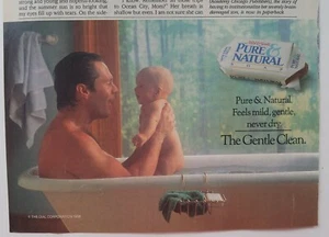 1988 jabón natural puro suave y suave hombre desnudo bebé bañera anuncio - Imagen 1 de 1