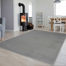 Grey Small Extra Large Plain Area Rug for Bedroom Living Room Non Shed Floor Mat