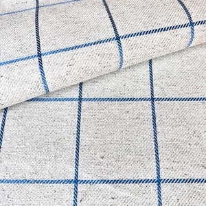 1513. BLUE CHECK Linen fabric, 140cm wide, Price per 1/2 metre - Picture 1 of 5