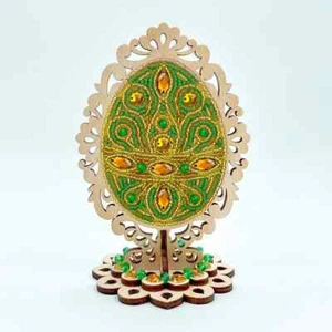 DIY Easter egg embroidery kit with beads on Wood base for Home Decor & Gifting - Picture 1 of 14
