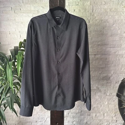 Express Dark Grey White Geometric Long Sleeve Button Down Size L - Image 1 of 4