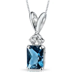 14 kt Weißgold Radiant Cut 1,00 ct London Blautopas Anhänger - Bild 1 von 4