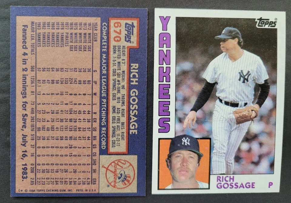 RICH GOOSE GOSSAGE CARDS Your Pick Topps Fleer Donruss O-Pee-Chee 1982 to 2012 - Image 1 of 1