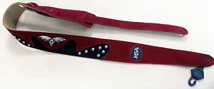 Gitarrengurt, Band echtes Leder ROT, mit Motiv, 1,40m !!! Band 31 !!! - Bild 1 von 3