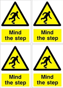Caution Mind the Step 4X 10cmx8cm warning sticker self adhesive video recording - Picture 1 of 1