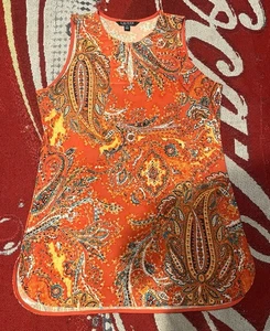 Lauren Ralph Lauren Paisley Tunika Top Damen Medium Orange Relaxed Klassisch Lebendig - Bild 1 von 7