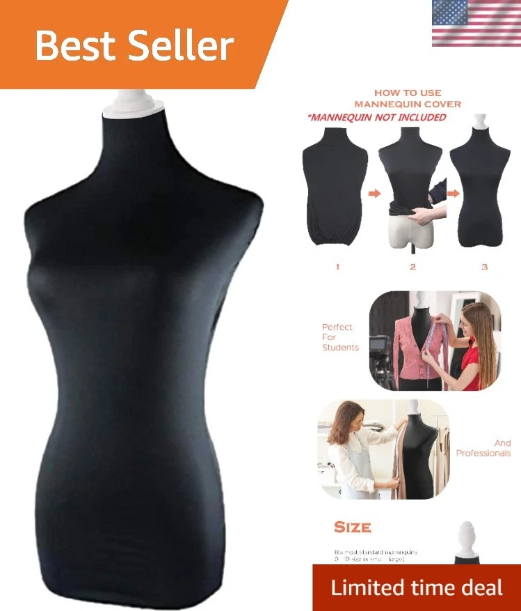 NAVADEAL Black SUPERB Stretched Lycra Dress Form Mannequin Cover Model Dummy Top