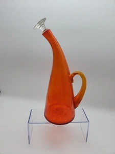 Blenko #948 Pitcher Ewer Orange Crackle MCM - Picture 1 of 14