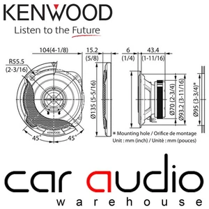 Kenwood KFC-PS1096 10cm 4" 440 Watts Door Dash Shelf Car Stereo Speakers - Picture 1 of 12