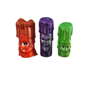 Set 3 candele vintage in ceramica Halloween con faccia spettrale! - Foto 1 di 6
