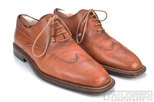 STEFANOBI Solid Brown Leather Mens Wingtip Derby Dress Shoes - 10 - Picture 1 of 10