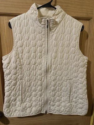 Chaleco Aventura Para Mujer Blanco Cremallera Completa Sin Mangas Pequeño Activo Golf Preppy Polar Foto 1 de 4