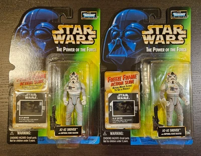 Lote de 2 figuras de acción Star Wars Power of the Force AT-AT Driver Freeze Frame Foto 1 de 4
