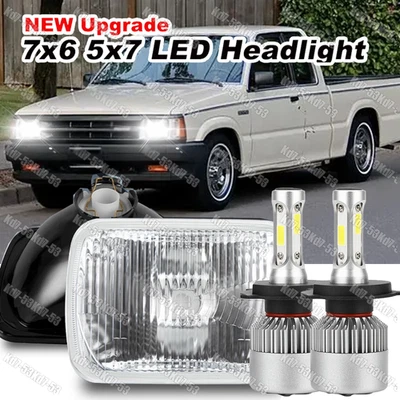 Faro LED negro 5x7'' 7X6" haz alto faro apto para Mazda B2200 B2600 RX-7 2x Foto 1 de 4