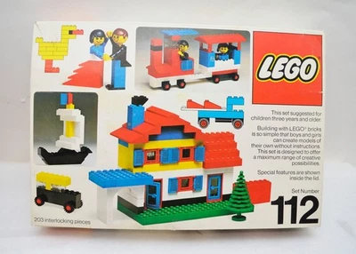 Vintage 1976 Denmark Lego Set 112 Parts Lot And Box Blocks Platform Windows - Image 1 of 4