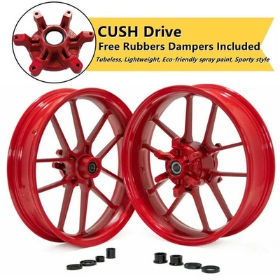 17" Supermoto Tubeless Red Wheels For Honda CRF250R CRF450R CR125R CR250R 02-07 - Image 1 of 4