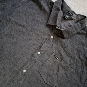 Volcom Mens Modern Fit Short Sleeve Button Up Gray Two Tone Shirt XXL - Picture 1 of 9