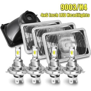 4PCS 4X6'' Square LED Headlights Hi-Lo Beam For 1978-1991 Chevrolet G10 G20 G30 - Picture 1 of 17