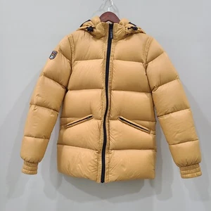 Triple Fat Goose Womens Adena Down Puffer Jacket Mustard Yellow Small Hooded - Picture 1 of 11