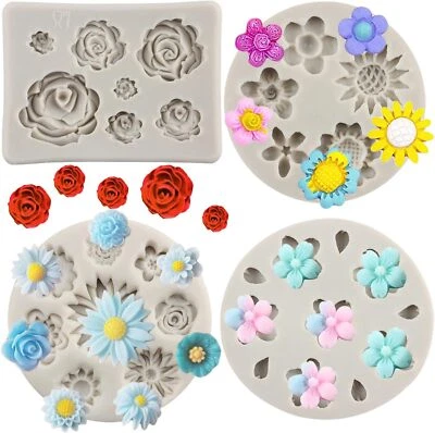 NOBRAND Rose Flower Silicone Molds Daisy Fondant Molds Small Flower Chocolate Candy Mold