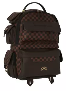 SPRAYGROUND SHARK IN PARIS BROWN BACKPACK LIMITED CHECKERED SPECIAL OPS DLX BAG - Picture 1 of 10
