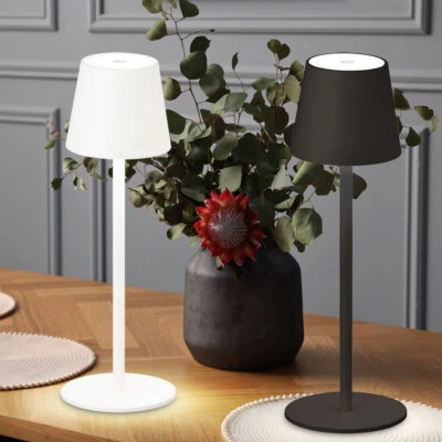 Tischlampe Nachttischleuchte Beistellleuchte schwarz weiß LED Touchdimmer Akku - Bild 1 von 2