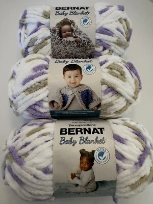 Bernat Baby Blanket Super Bulky Yarn  3~3.5oz Skeins Little Lilac Dove 03113 - Image 1 of 4