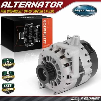 Alternator for Suzuki Forenza Reno Chevrolet L4 2.0L 105A 12V CW 6-Groove Pulley - Image 1 of 4