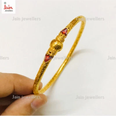 Pulseira feminina gravada em ouro amarelo real 18 quilates e 22 quilates feita à mão com esmalte - Imagem 1 de 4
