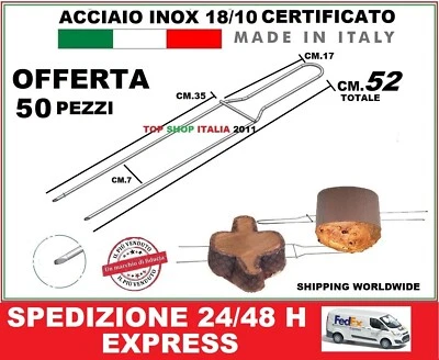 50 PZ SPILLONE CM 52 PER PANETTONE E COLOMBA  SPILLONI ACCIAIO OFFERTA 9 2025 - Immagine 1 di 2