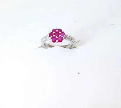 Anello Donna Trova Gioielli 9466-RS In Argento Con Fiore E Pietre Fucsia - Immagine 1 di 2