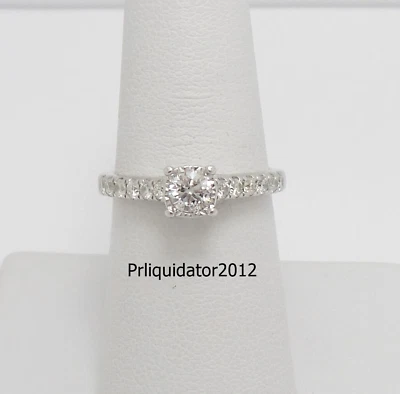 1/2CT Natural Diamond Halo Frame Engagement Wedding Ring Bridal 10K White Gold - Image 1 of 4