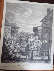 William Hogarth 20th Cent. 'Evening' REPRINT English Caricature, Satire UNFRAMED - Picture 1 of 12