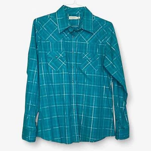 Rockies Women's XL Green Plaid Western Snap-Up Long Sleeve Shirt Pre-Owned - Picture 1 of 2