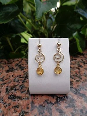 Ohrringe Citrin Gold 14K Gold Filled Citrinohrringe Goldohrringe - Bild 1 von 4