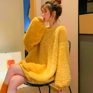 Womens Fleece Pullover Sweatshirts Hoodies Loose Thick Furry Warm Jumper Casual - Picture 1 of 8