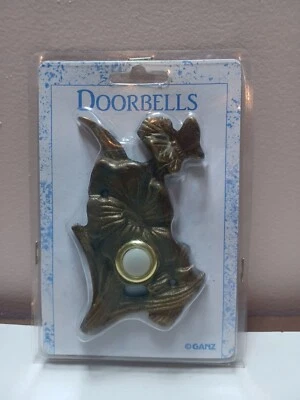 NEW Brass Butterfly Flower Doorbell Surface Mount Push Button Ganz  - Image 1 of 4