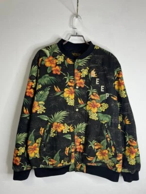 Chaqueta Bomber Vintage 10.Deep Floral XL Negra Tropical Estampado Hawaiano Foto 1 de 4