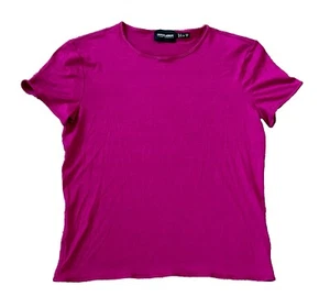 Giorgio Armani Fuchsia Pink Stretchy T Shirt Top Short Slim Tee It 44 GB 12-14 - Picture 1 of 6