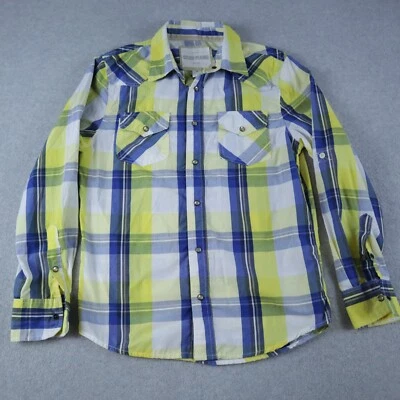 Ditch Plains Shirt Mens Medium Western Cowboy Rodeo Pearl Snap Plaid Long Sleeve - Image 1 of 4