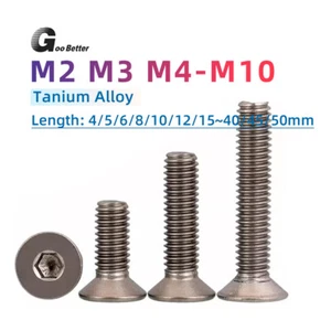 TA2 Titanium Bolt M2 M3 M4 M5 M6 M8 M10 Countersunk Hex Flat Pan Head Bolt Screw - Picture 1 of 68