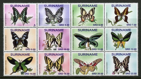 Suriname Butterflies Stamps 2018 MNH Butterfly Vlinders Insects 12v Block Cover
