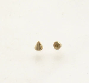 Conical Spike Screw Head for Lip Eyebrow Tongue Real Solid 14K Yellow Gold 16G - Picture 1 of 3