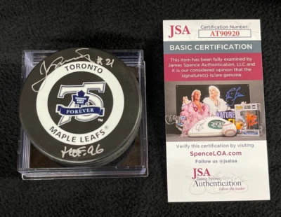 Borje Salming Signed Toronto Maple Leafs 75th Anniversary Game Puck JSA COA - Image 1 of 2