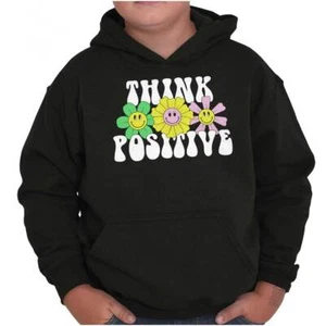 Motivational Saying Think Positive Quote Youth Hooded Sweatshirt Boy or Girl - Picture 1 of 7