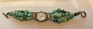 Vintage Sterling Silver Turquoise Stone Watch Jewelry Band LOOK - Picture 1 of 8
