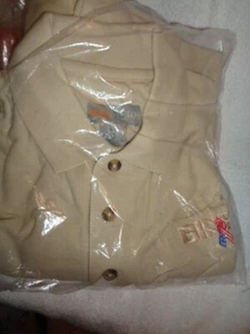 Shirt Beige Binder Lawers flag ribbon logo Mens XL Head To Toe Cotton Polo NEW - Picture 1 of 9