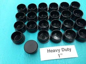 24 Plastic Black Patio Chair Leg Inserts Cups 1" Tube Cup Foot Glide Caps 1 inch - Picture 1 of 7