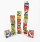 Vintage Children's Toy ABC Wooden Blocks Lot of 21 Pictures Icebox Lion Owl 1940
